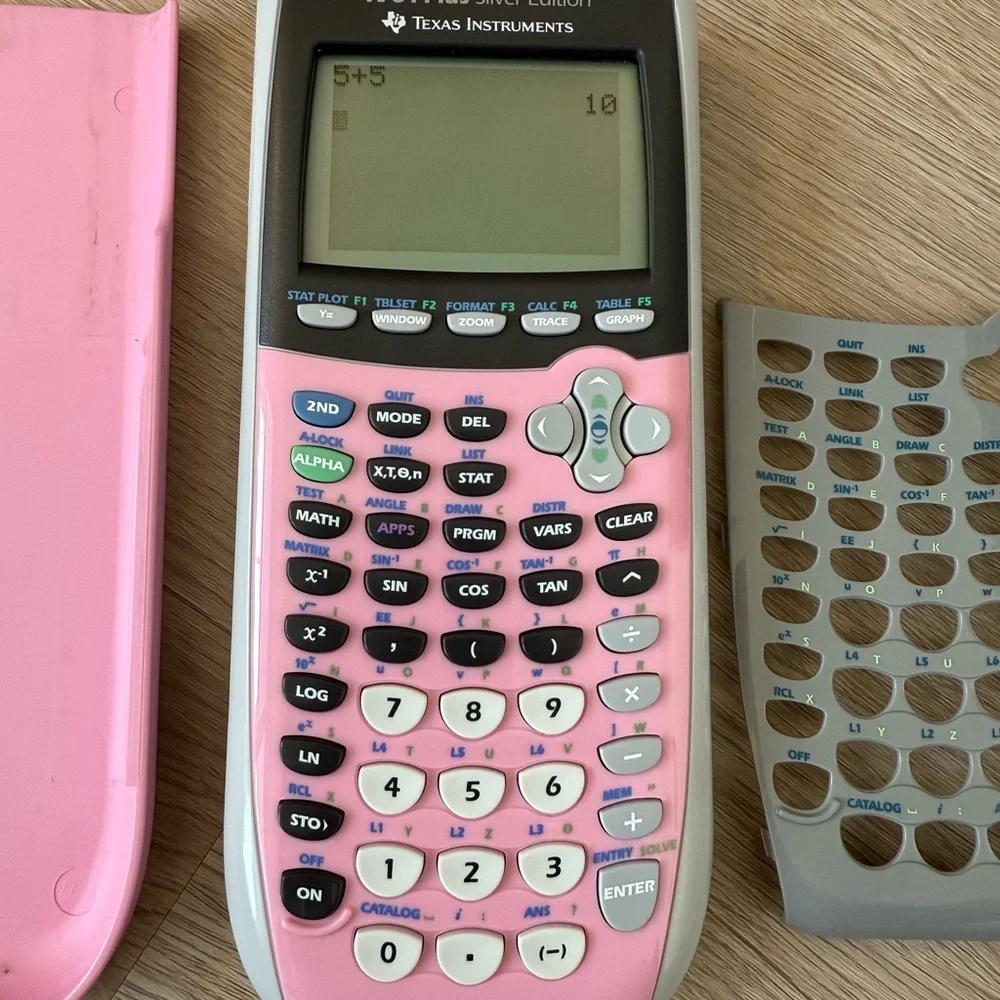 Texas Instruments TI-84 Plus Silver Edition Graph Calculator w Pink Accessories - Picture 2 of 4